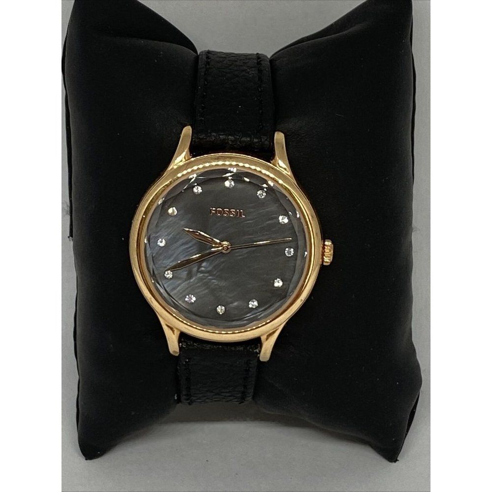 Fossil BQ3393 Women's Black Leather Analog Dial Qu